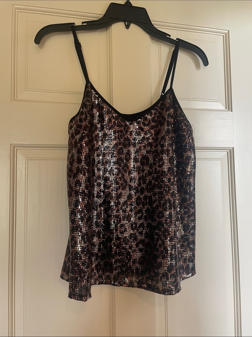 DREW Black & Bronze Sequin Leopard-Print Cami - Picture 1 of 2